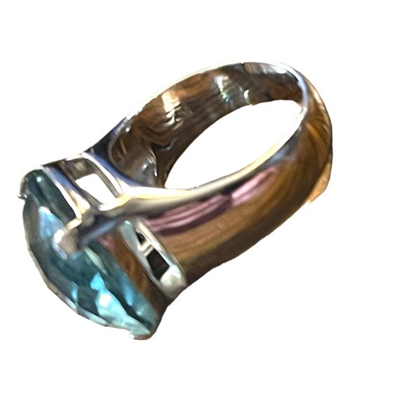 Authentic Swarovski Aqua Blue silver crystal chunky ring (swan) Retired - Picture 8 of 10